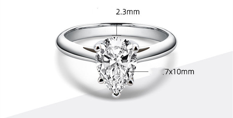 Luxury 2 Carat Moissanite Ring Drop Shape D Color