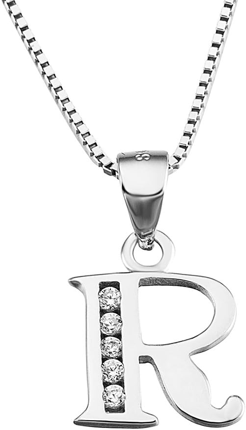 Luxe Letter Pendant Necklace – Sterling Silver & Cubic Zirconia, Personalized 26-Letter Jewelry Gift for Women