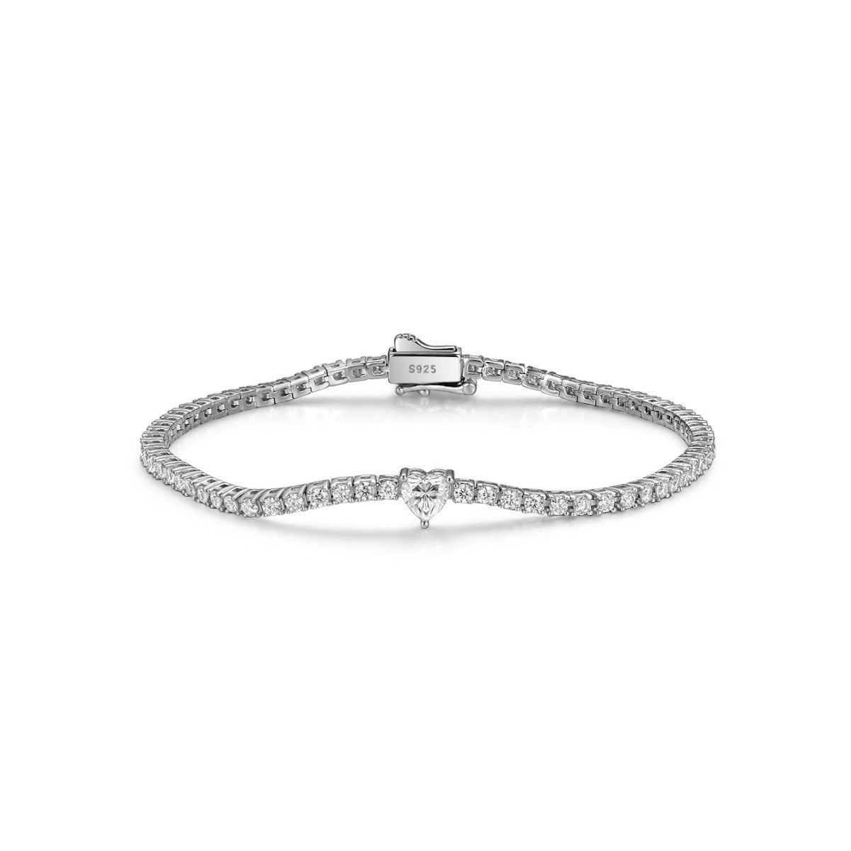 S925 Silver Heart-shaped Moissanite Bracelet