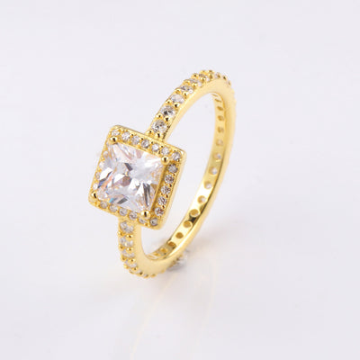 White Copper Ring Female Panjia Square Zircon  Personality Creative Style