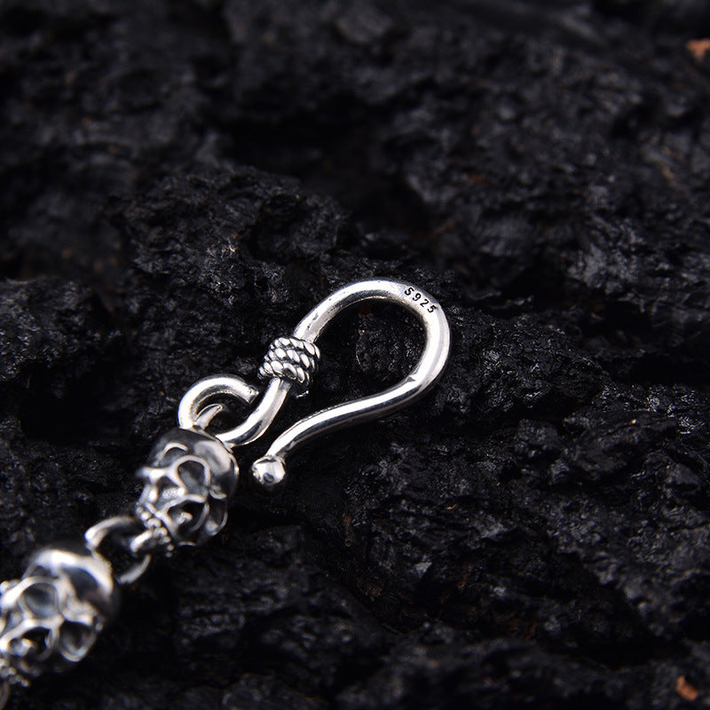 S925 Sterling Silver Fine 6mm Skull Necklace