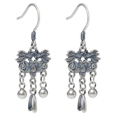 925 Silver Retro Ethnic Style Ear Hook Women's Sterling Silver Koi Earrings