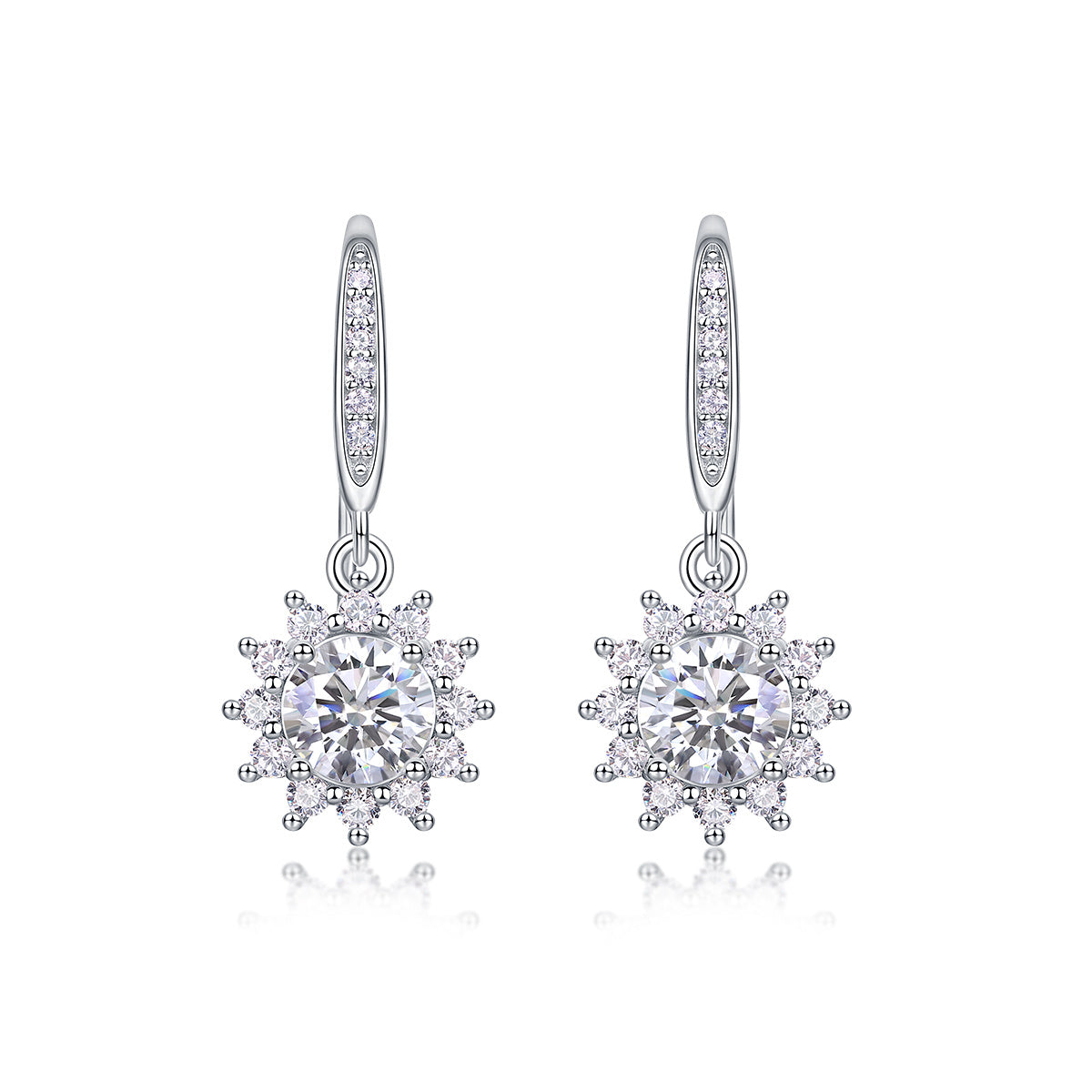 Qingcheng - A Fashionable And Luxurious Diamond Jewelry Accessory Set With Half-carat Moissan Diamond S925 Sterling Silver And Platinum-plated Stud Earrings