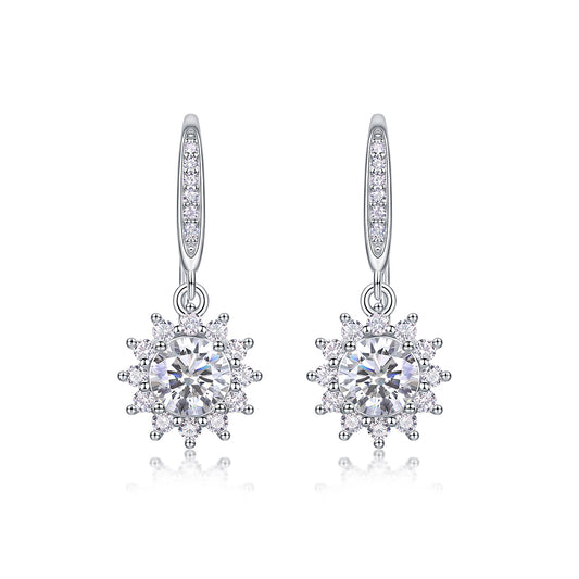 Qingcheng - A Fashionable And Luxurious Diamond Jewelry Accessory Set With Half-carat Moissan Diamond S925 Sterling Silver And Platinum-plated Stud Earrings