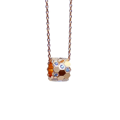 Ladies Hexagonal Honeycomb Sterling Silver Necklace
