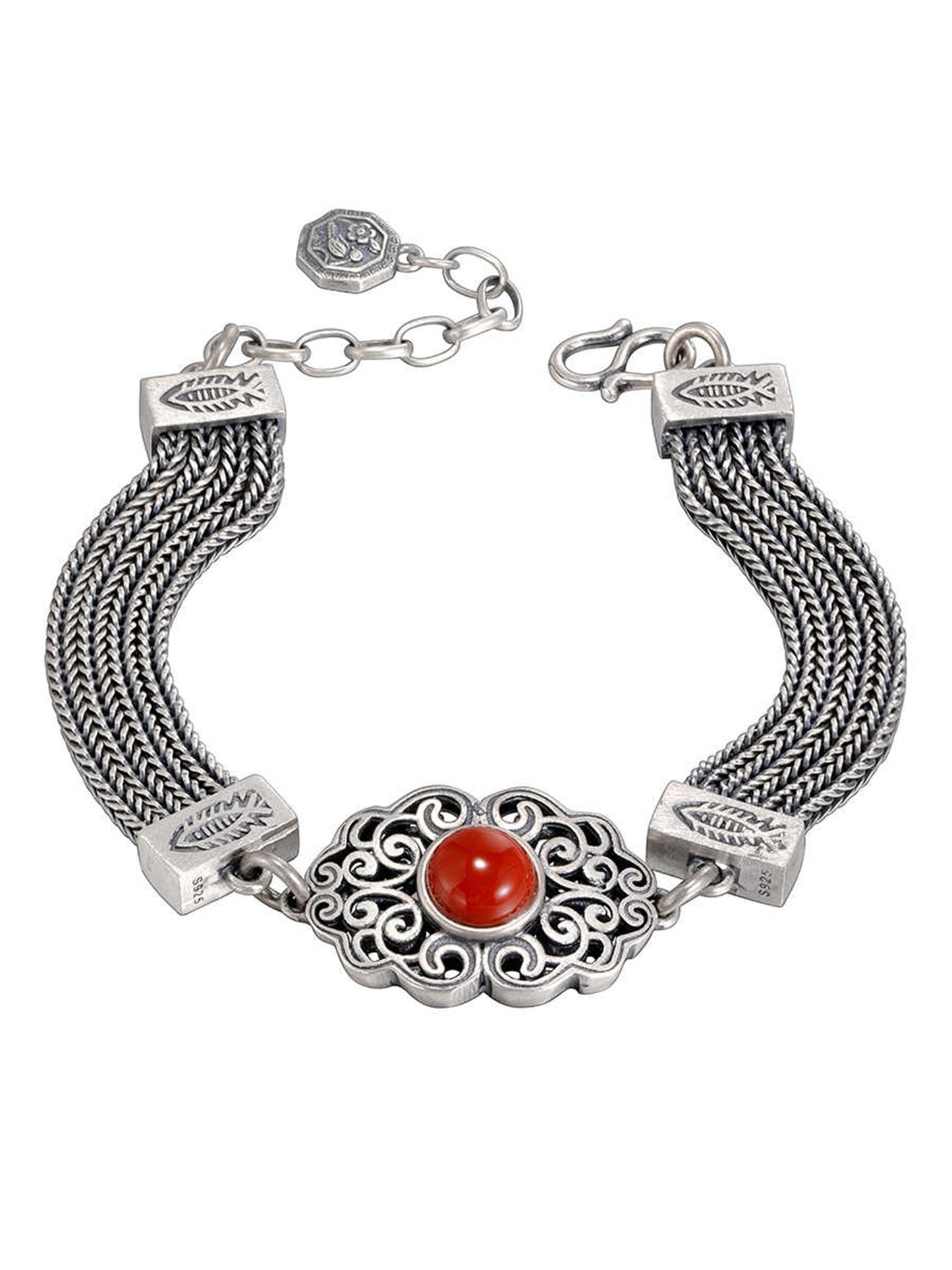 Vintage Inlaid South Red Woven Bracelet For Women With A High-end Feel
