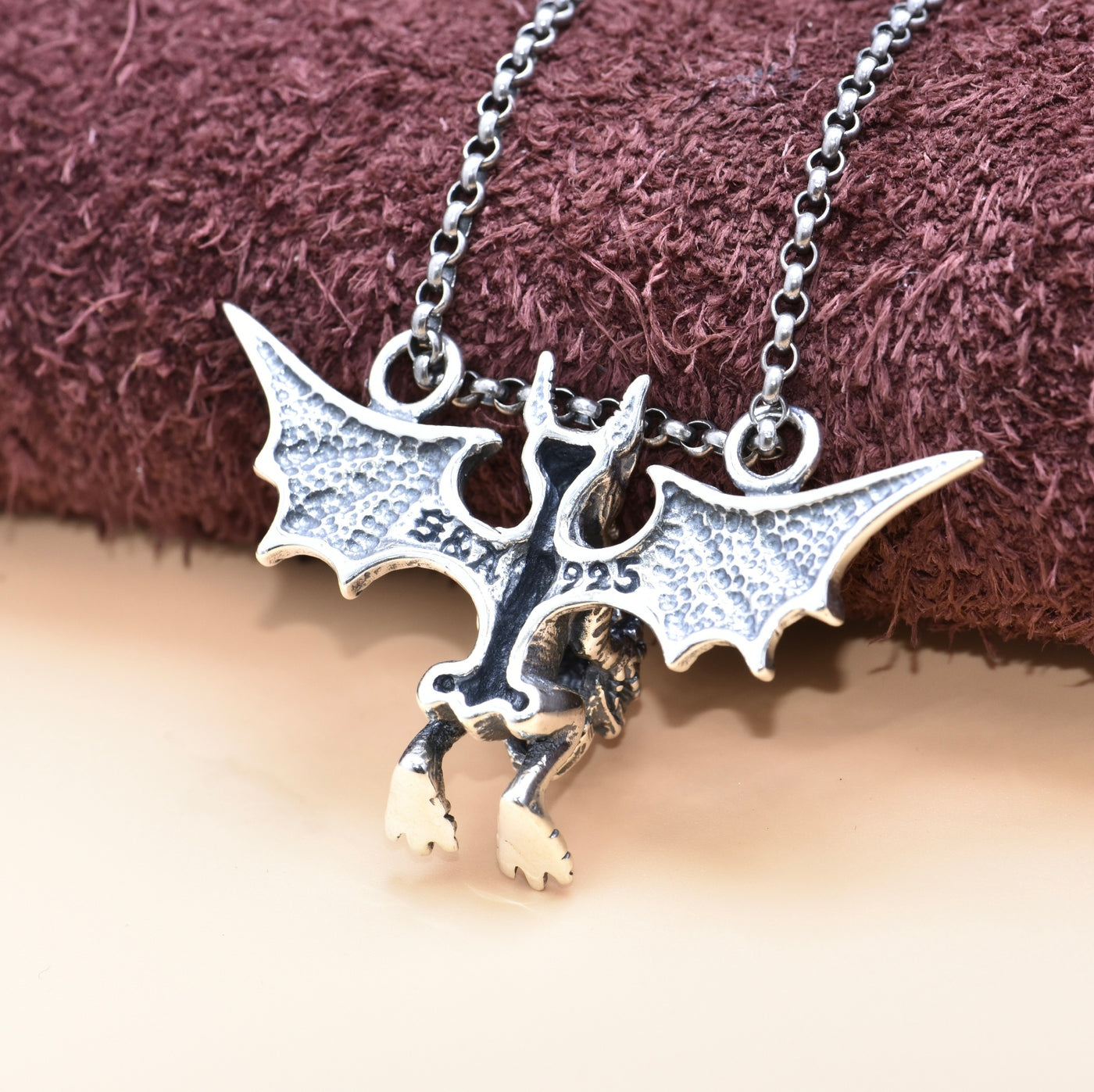 Silver 925 Vintage Pterosaur Skull Pendant