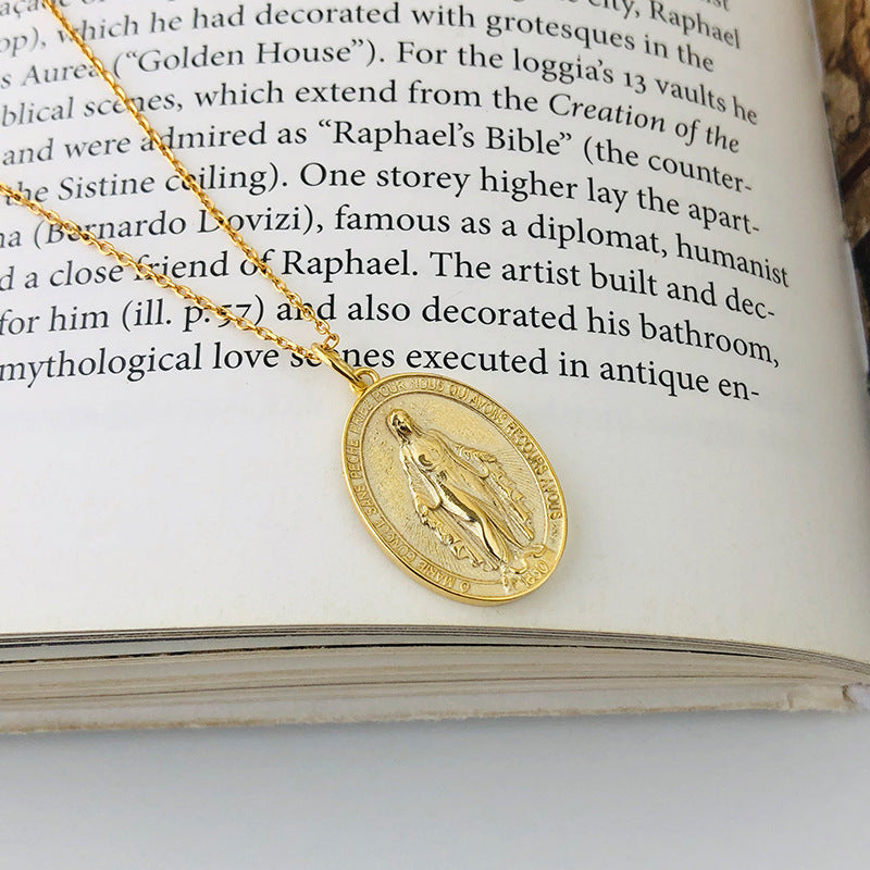 S925 Sterling Silver Vintage Embossed Portrait Pendant