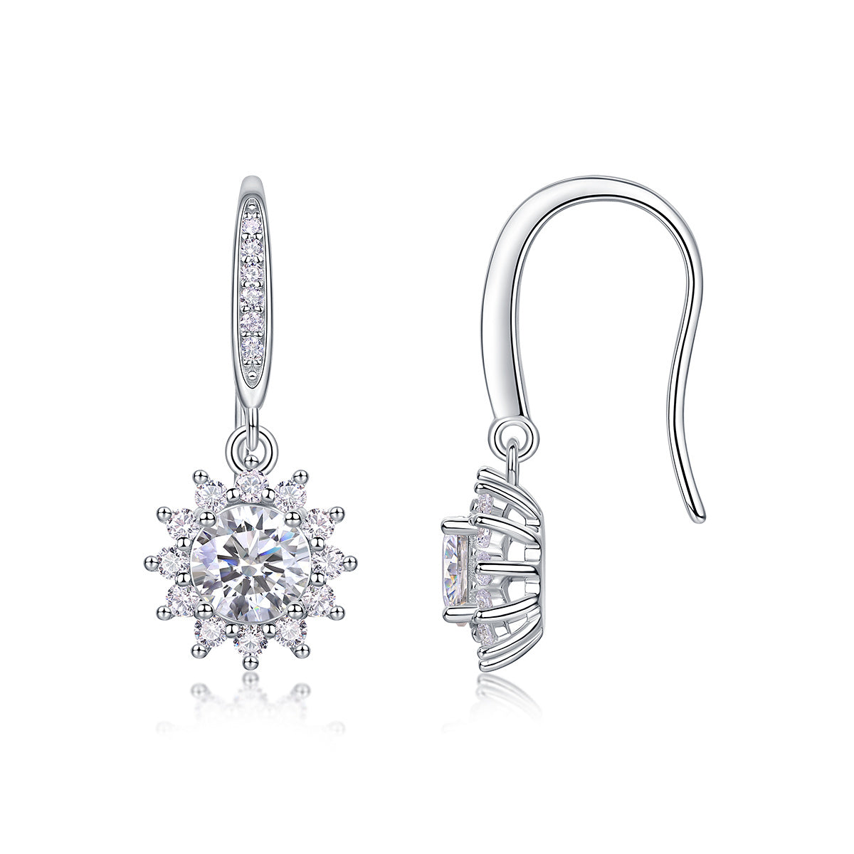 Qingcheng - A Fashionable And Luxurious Diamond Jewelry Accessory Set With Half-carat Moissan Diamond S925 Sterling Silver And Platinum-plated Stud Earrings