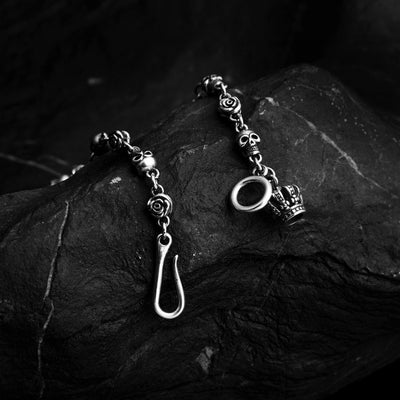 Silver S925 Sterling Silver Skull Necklace Vintage Thai Silver Rose Letter