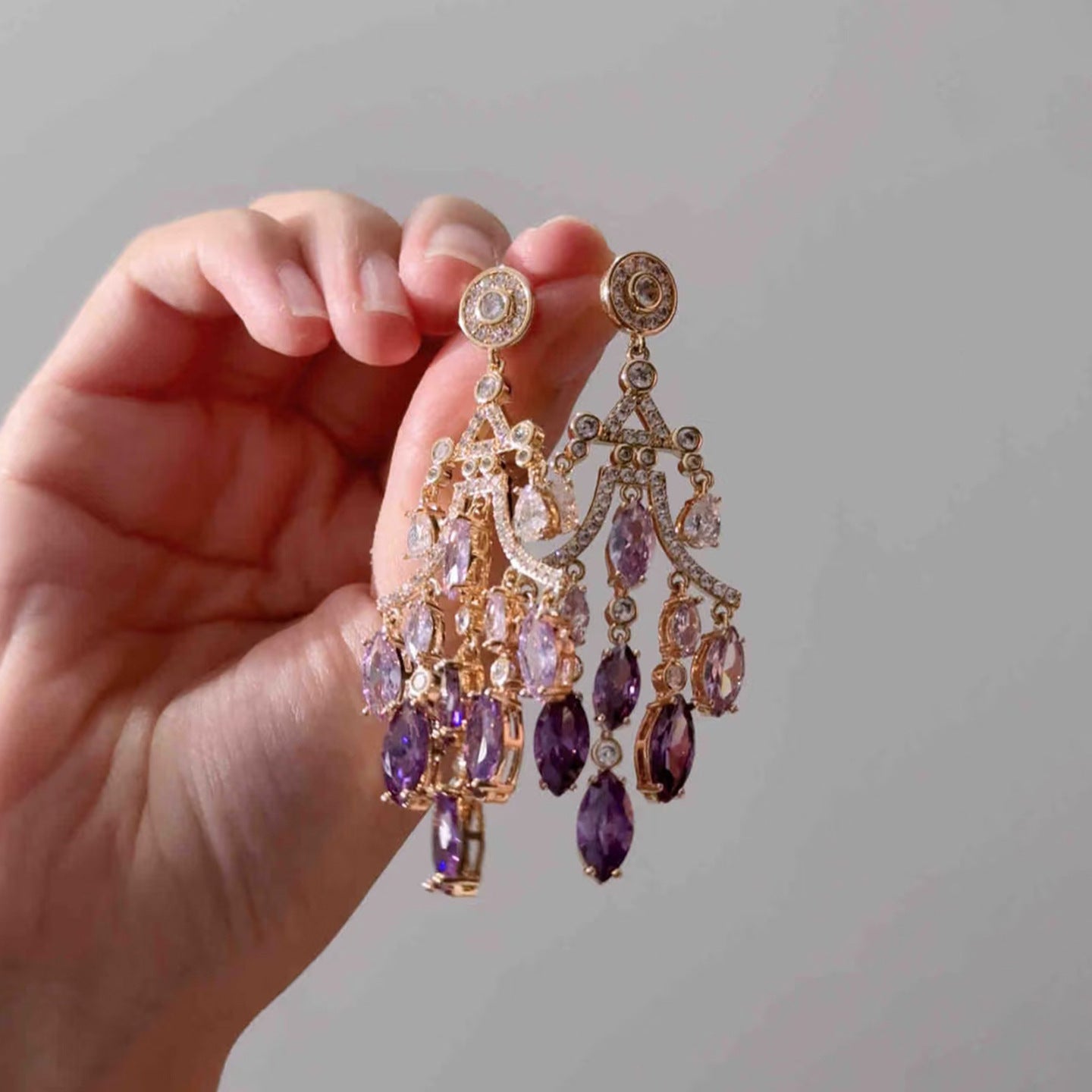 Silver Needle Hot Sale Rhinestone Zircon Water Drop Butterfly Tassel Earrings