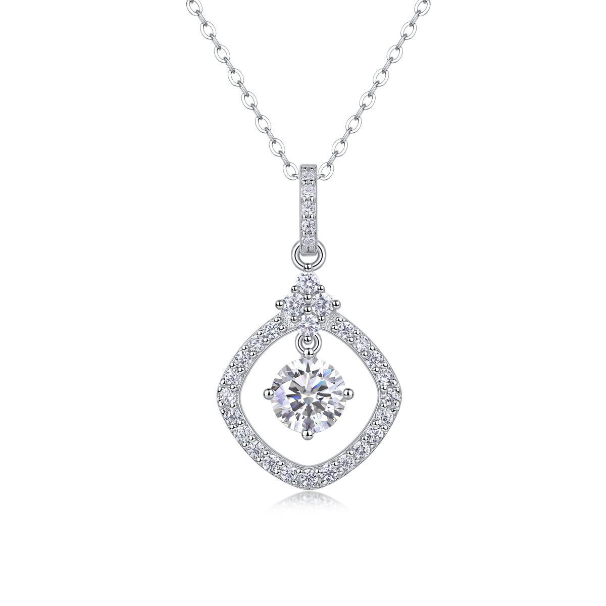 Starlight Heart-to-Heart - A Fashionable And Luxurious Diamond Jewelry Pendant Set With 1-carat Moissan Diamond S925 Sterling Silver And Platinum Plating