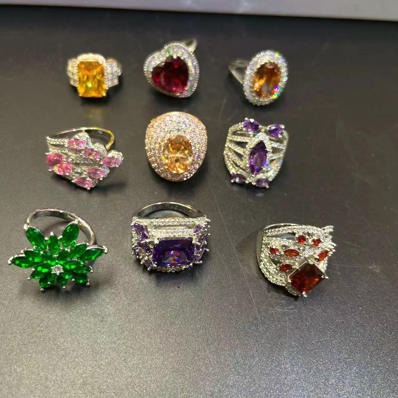 Advanced Color Zircon Series Heart Ring Copper Plated With Real Gold