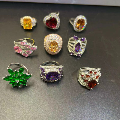 Advanced Color Zircon Series Heart Ring Copper Plated With Real Gold