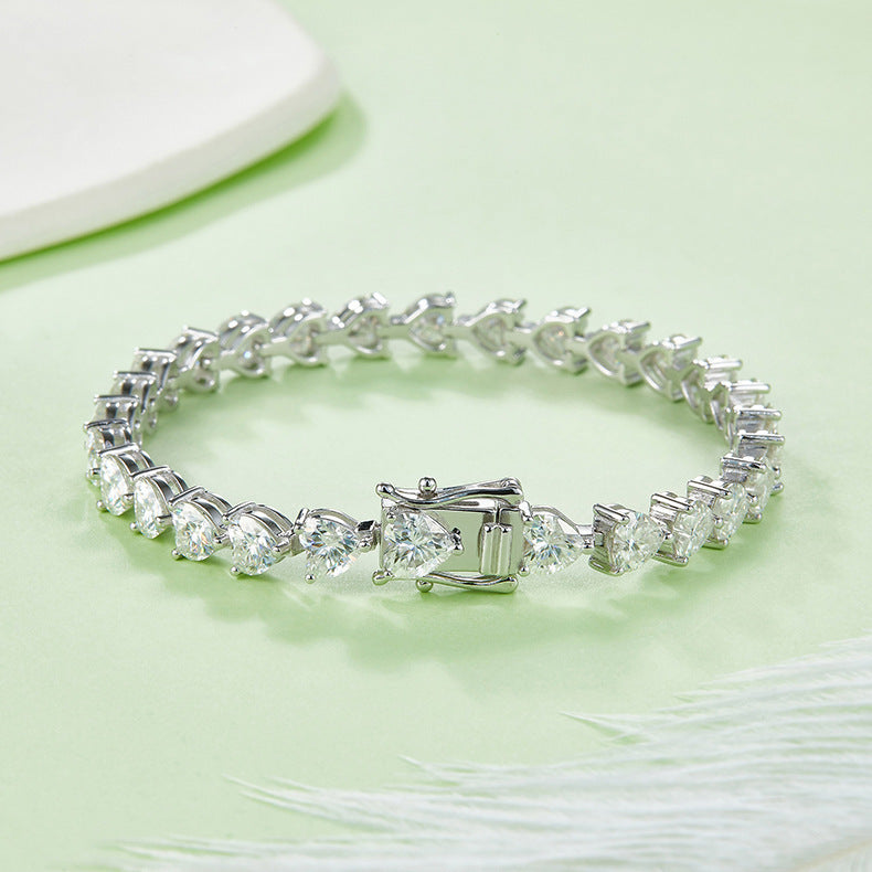 S925 Silver Plating 18k Platinum Diamond Bracelet