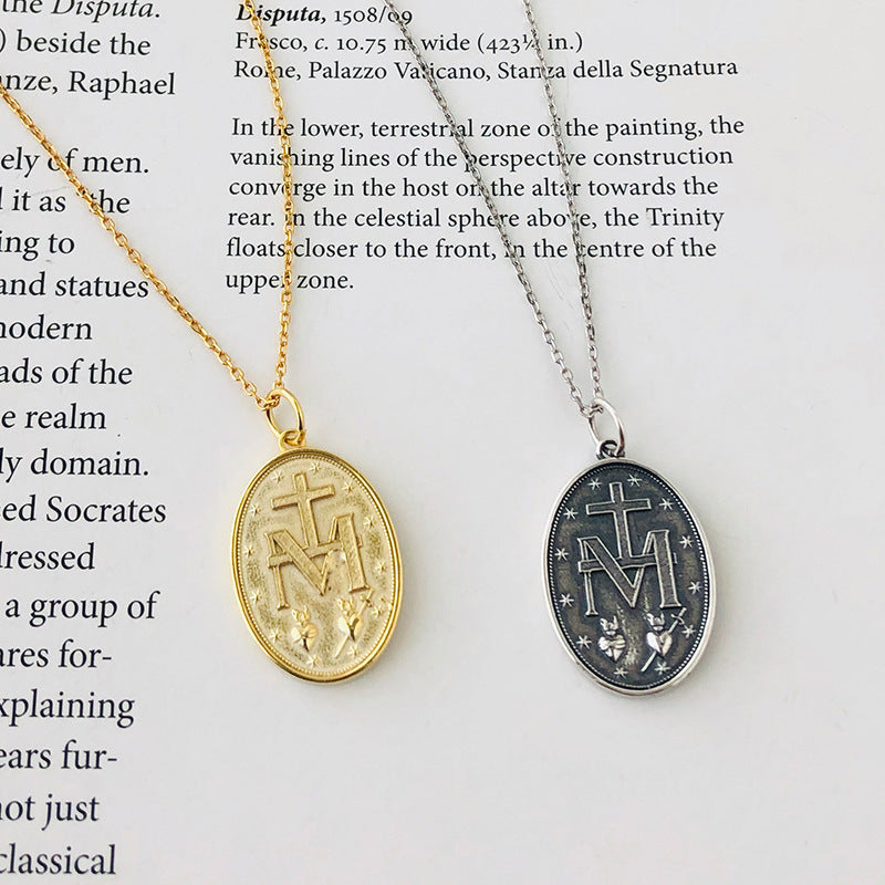 S925 Sterling Silver Vintage Embossed Portrait Pendant