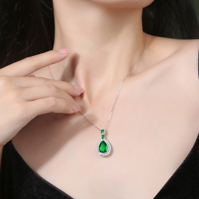 S925 Silver Reverie Pendant With Chain Cultivation Emerald Necklace