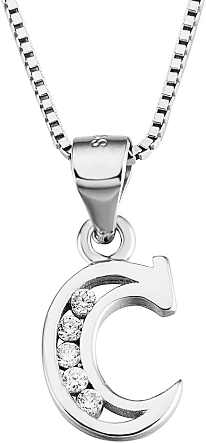 Luxe Letter Pendant Necklace – Sterling Silver & Cubic Zirconia, Personalized 26-Letter Jewelry Gift for Women