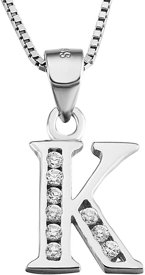 Luxe Letter Pendant Necklace – Sterling Silver & Cubic Zirconia, Personalized 26-Letter Jewelry Gift for Women