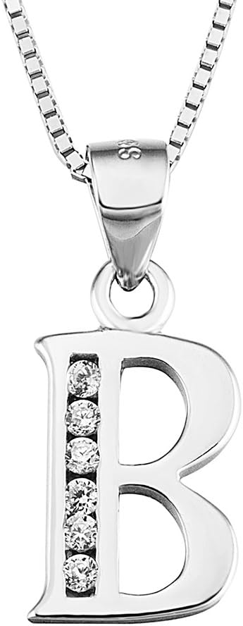 Luxe Letter Pendant Necklace – Sterling Silver & Cubic Zirconia, Personalized 26-Letter Jewelry Gift for Women