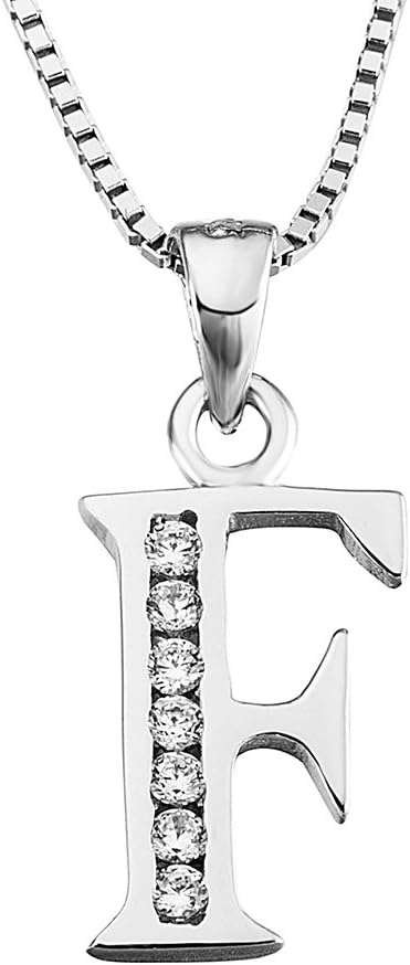 Luxe Letter Pendant Necklace – Sterling Silver & Cubic Zirconia, Personalized 26-Letter Jewelry Gift for Women