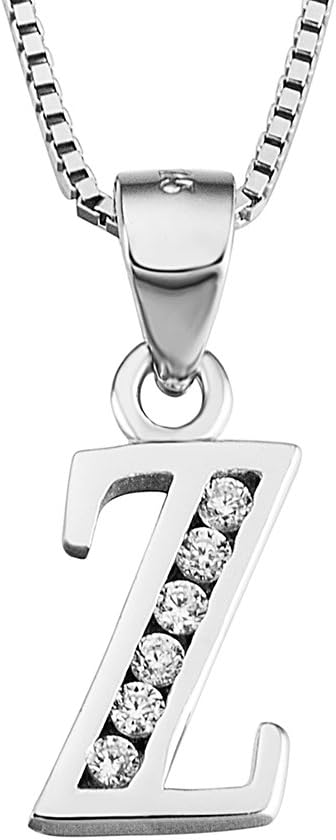 Luxe Letter Pendant Necklace – Sterling Silver & Cubic Zirconia, Personalized 26-Letter Jewelry Gift for Women
