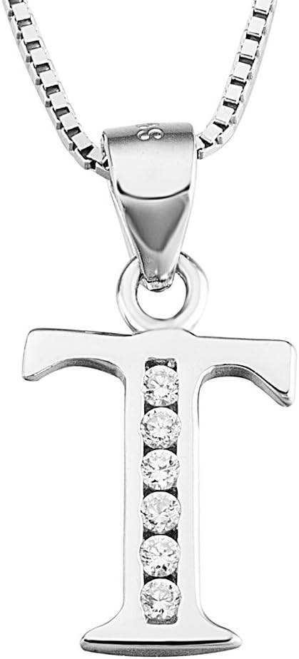 Luxe Letter Pendant Necklace – Sterling Silver & Cubic Zirconia, Personalized 26-Letter Jewelry Gift for Women