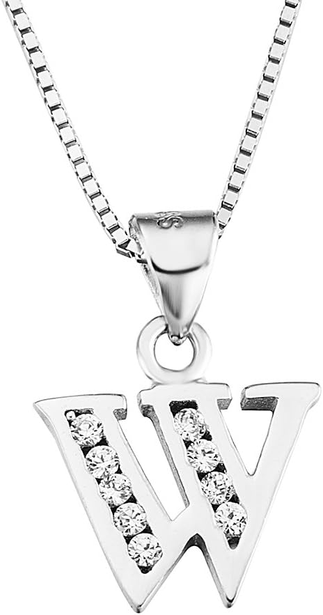 Luxe Letter Pendant Necklace – Sterling Silver & Cubic Zirconia, Personalized 26-Letter Jewelry Gift for Women