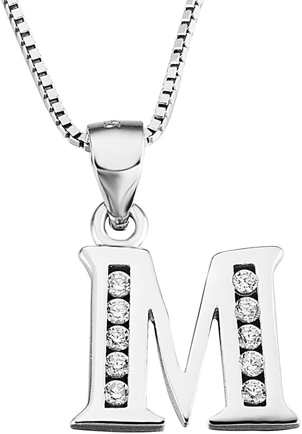 Luxe Letter Pendant Necklace – Sterling Silver & Cubic Zirconia, Personalized 26-Letter Jewelry Gift for Women