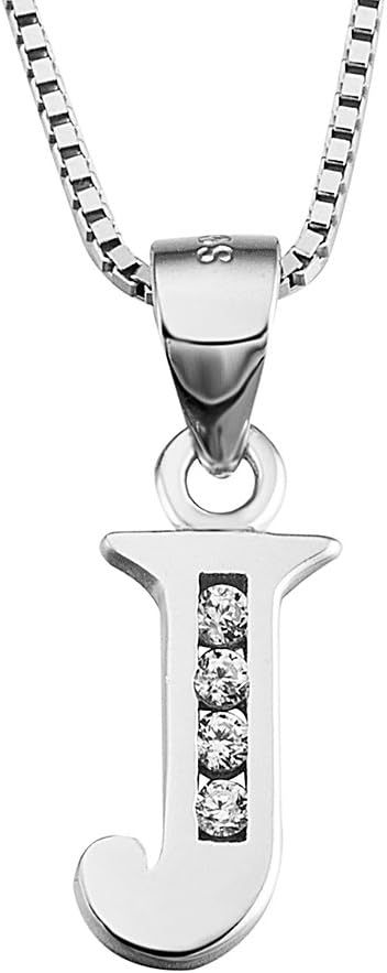 Luxe Letter Pendant Necklace – Sterling Silver & Cubic Zirconia, Personalized 26-Letter Jewelry Gift for Women