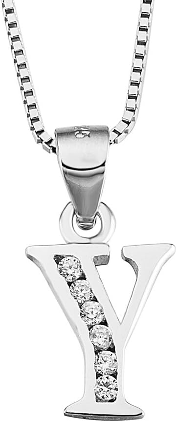 Luxe Letter Pendant Necklace – Sterling Silver & Cubic Zirconia, Personalized 26-Letter Jewelry Gift for Women