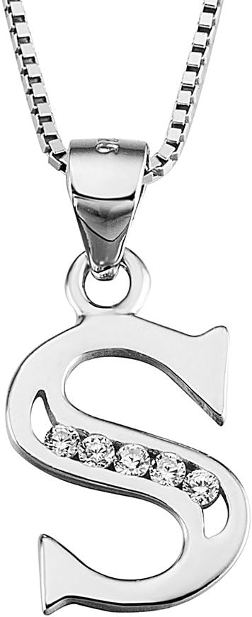 Luxe Letter Pendant Necklace – Sterling Silver & Cubic Zirconia, Personalized 26-Letter Jewelry Gift for Women