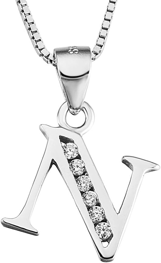 Luxe Letter Pendant Necklace – Sterling Silver & Cubic Zirconia, Personalized 26-Letter Jewelry Gift for Women