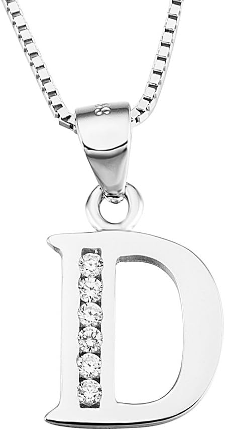Luxe Letter Pendant Necklace – Sterling Silver & Cubic Zirconia, Personalized 26-Letter Jewelry Gift for Women