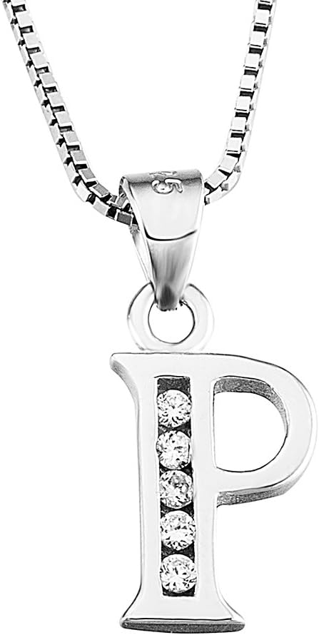Luxe Letter Pendant Necklace – Sterling Silver & Cubic Zirconia, Personalized 26-Letter Jewelry Gift for Women