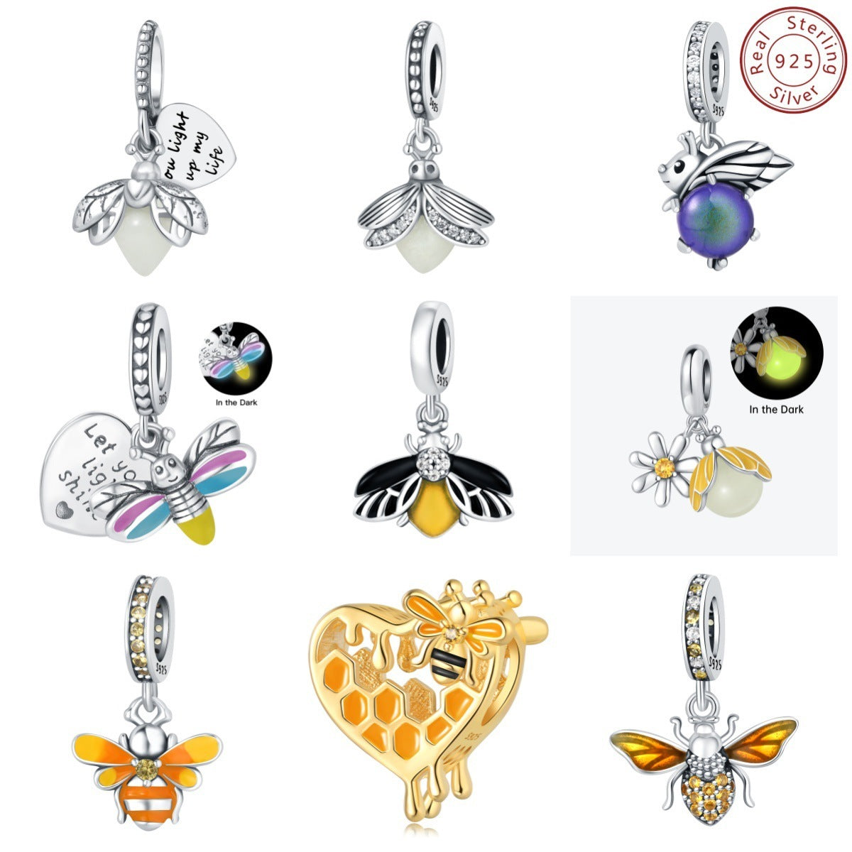 925 Sterling Silver Beads Pendant DIY Bracelet Jewelry Accessories