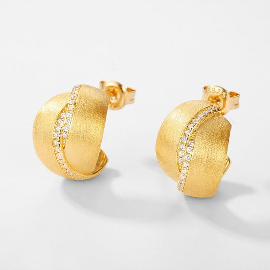 Frosted Brushed Geometric Ear Studs Women