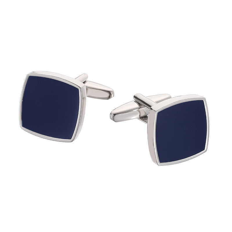High Quality Men's French Shirt Cufflinks Batch Square Blue Background