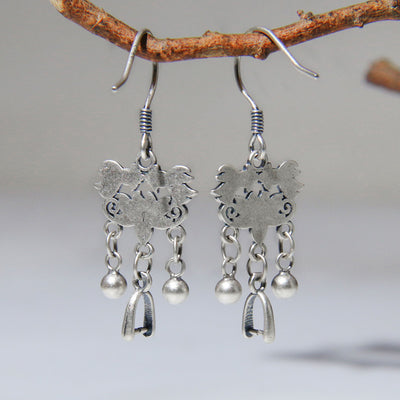 925 Silver Retro Ethnic Style Ear Hook Women's Sterling Silver Koi Earrings