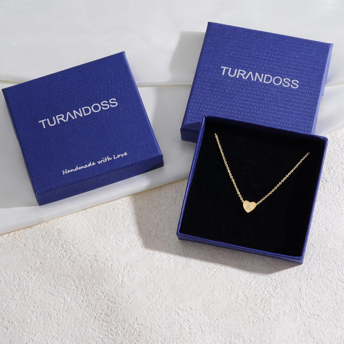 Golden Heart Initial Necklace – 14K Gold Plated Letter Pendant, Personalized Gift for Women & Girls