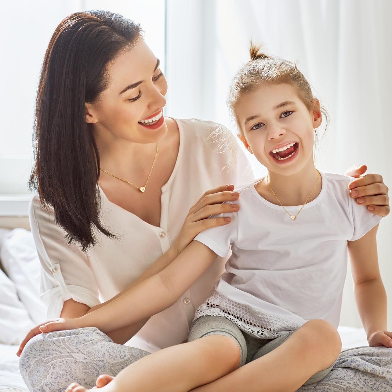 Golden Heart Initial Necklace – 14K Gold Plated Letter Pendant, Personalized Gift for Women & Girls