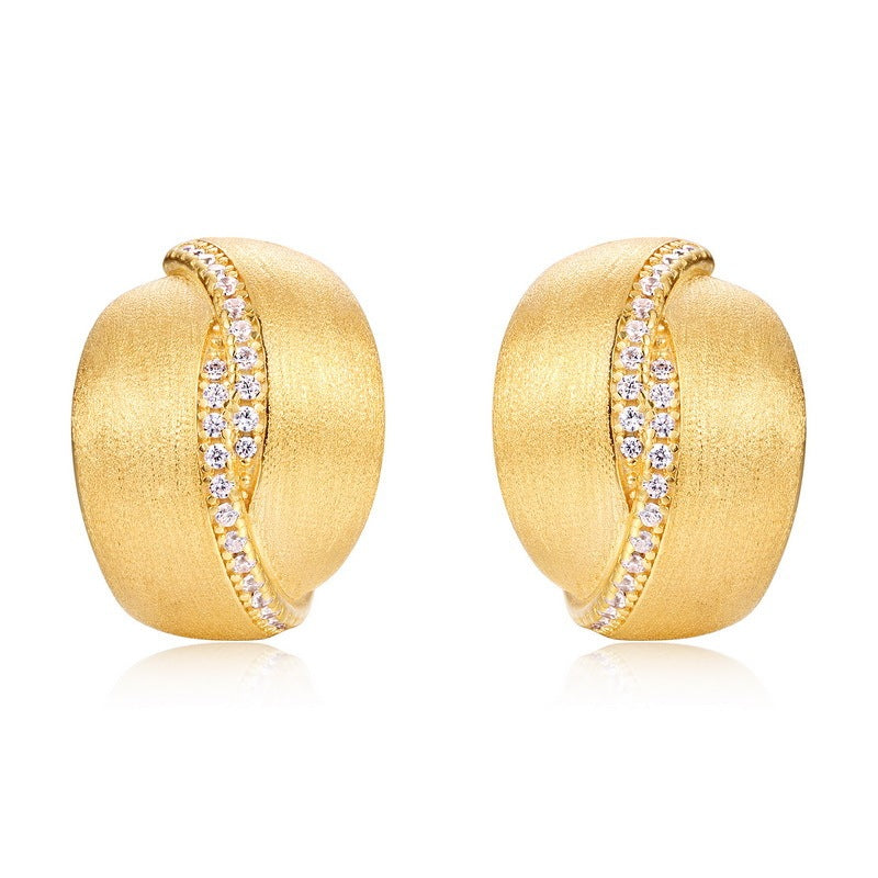 Frosted Brushed Geometric Ear Studs Women