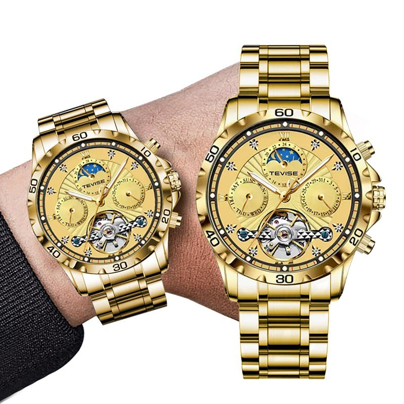 Fashion Business Men's Waterproof Tourbillon Steel Belt Mechanical Watch