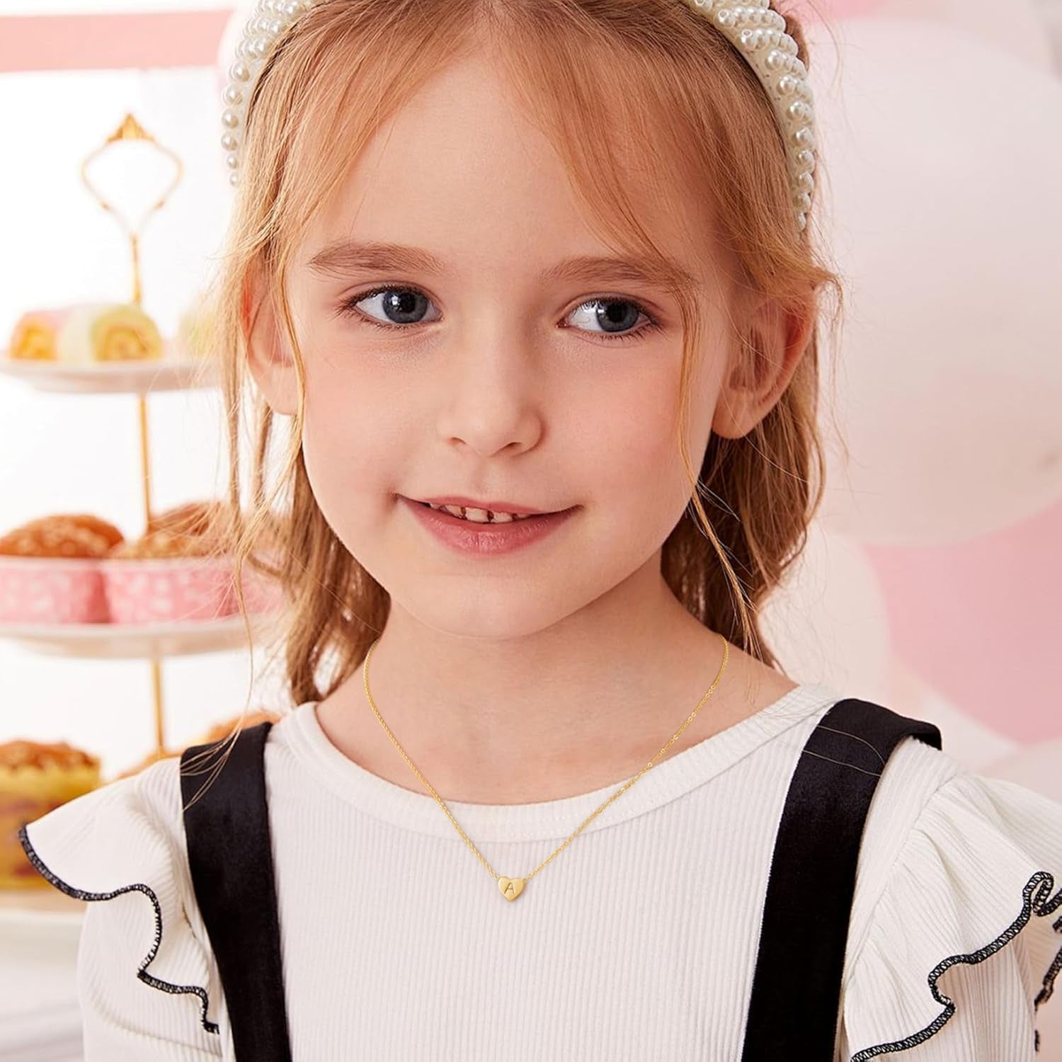 Golden Heart Initial Necklace – 14K Gold Plated Letter Pendant, Personalized Gift for Women & Girls