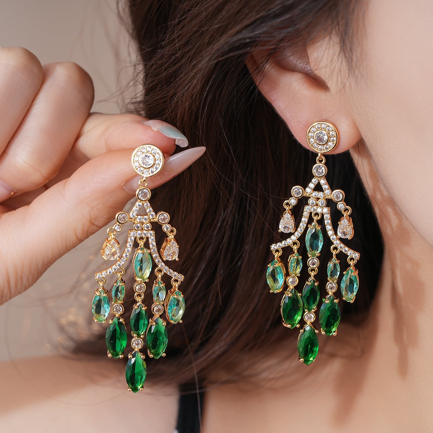 Silver Needle Hot Sale Rhinestone Zircon Water Drop Butterfly Tassel Earrings