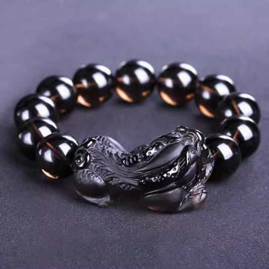 Kaiguang Natural Ice Species Black Anthracite Raspberry Bracelet Large Frosted Faucet Rasp Raspberry Hand String with Men''s Hand String