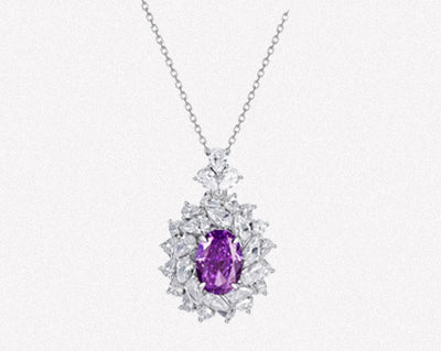 S925 Silver Cubic Zirconia Purple Necklace Women