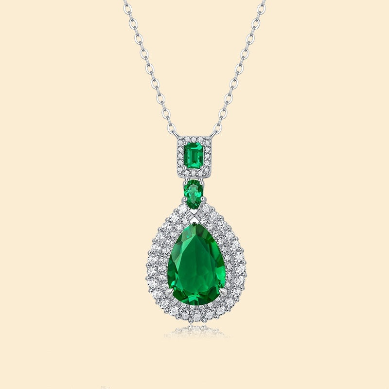 S925 Silver Reverie Pendant With Chain Cultivation Emerald Necklace