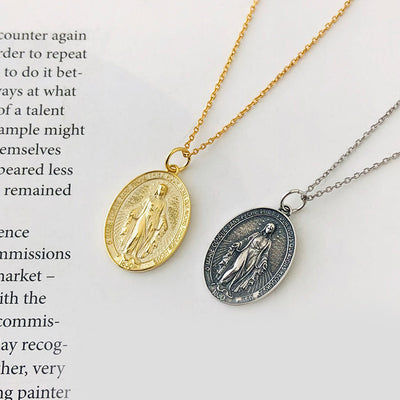 S925 Sterling Silver Vintage Embossed Portrait Pendant