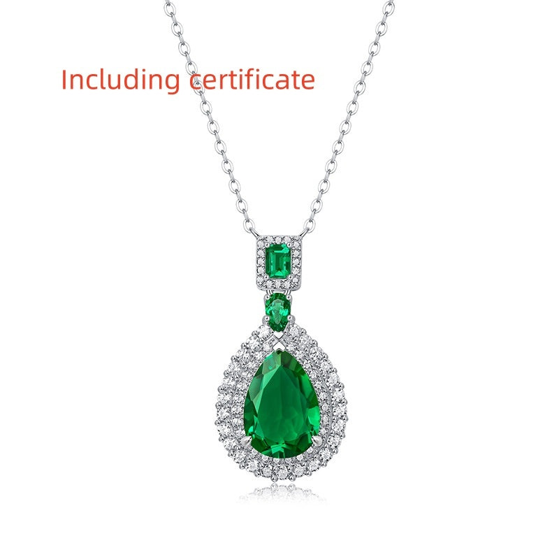 S925 Silver Reverie Pendant With Chain Cultivation Emerald Necklace